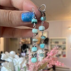 Brand new! Handmade Blue Shell Beaded Earrings